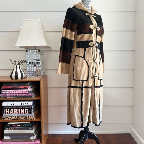 Vintage Leather Patchwork Sweater Coat by Leather Bug size S - Picture 3 of 13